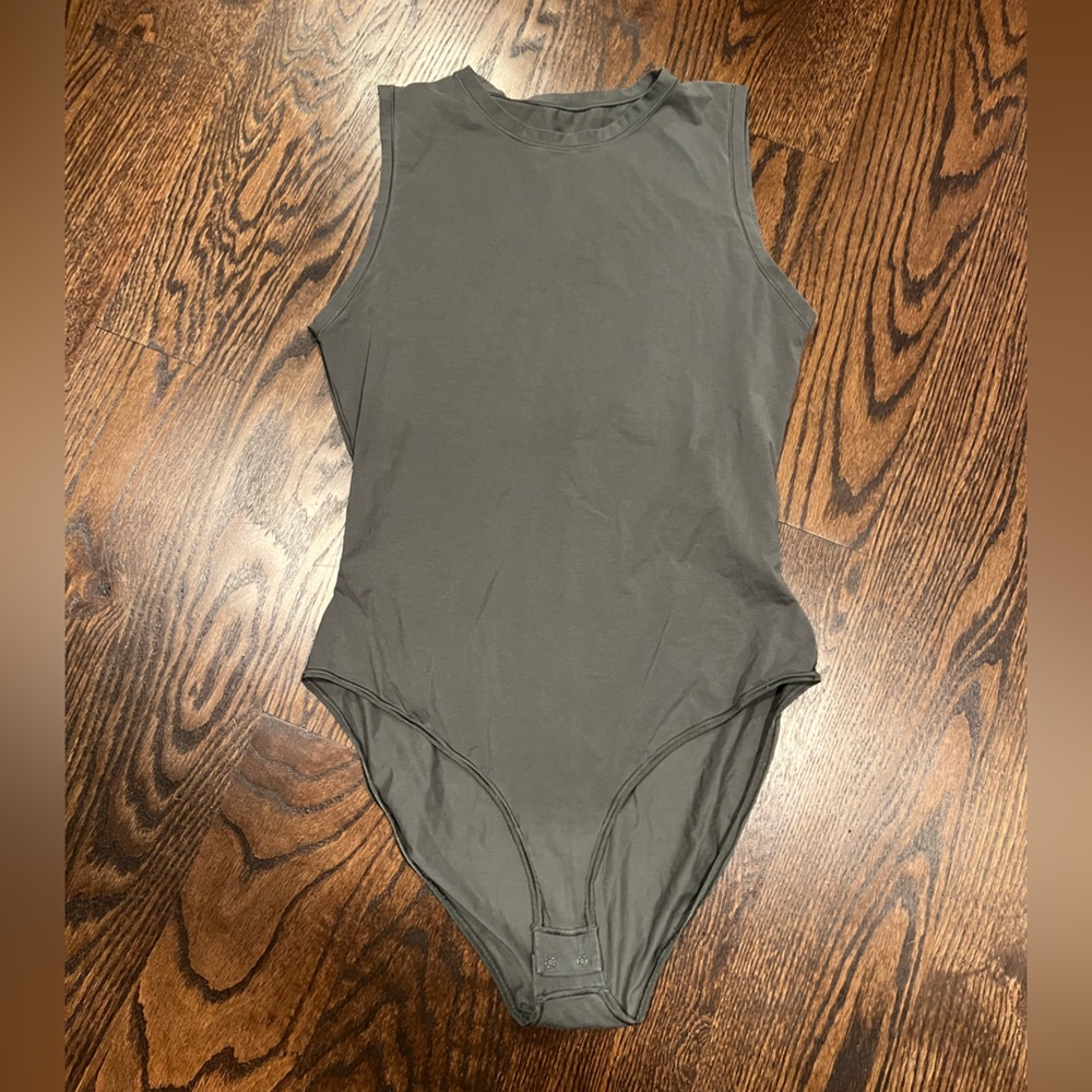 SKIMS Gray Sleeveless High-Neck Bodysuit